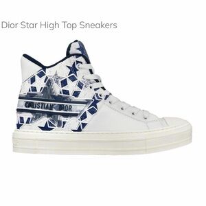 Dior White and Navy Star Sneakers
